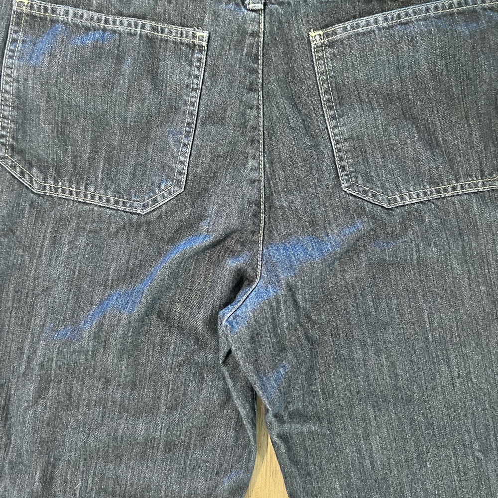 LONDONJEAN Premium DARK Denim FLARE Jeans SIZE 12  100% Cotton Zip up Button - Picture 7 of 8